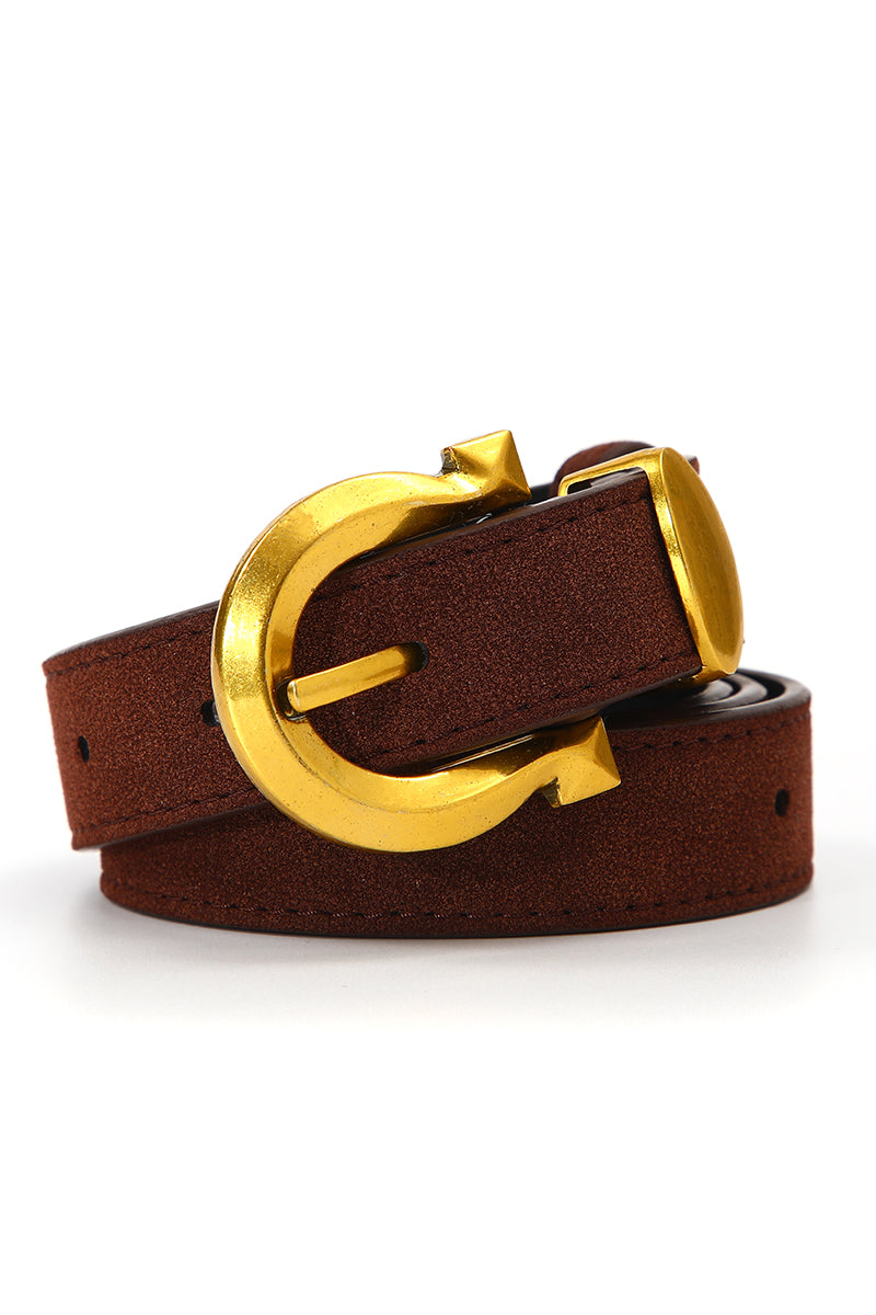 Golden Horseshoe Suede Belt - Subtle Western - NeoKira Unlimited