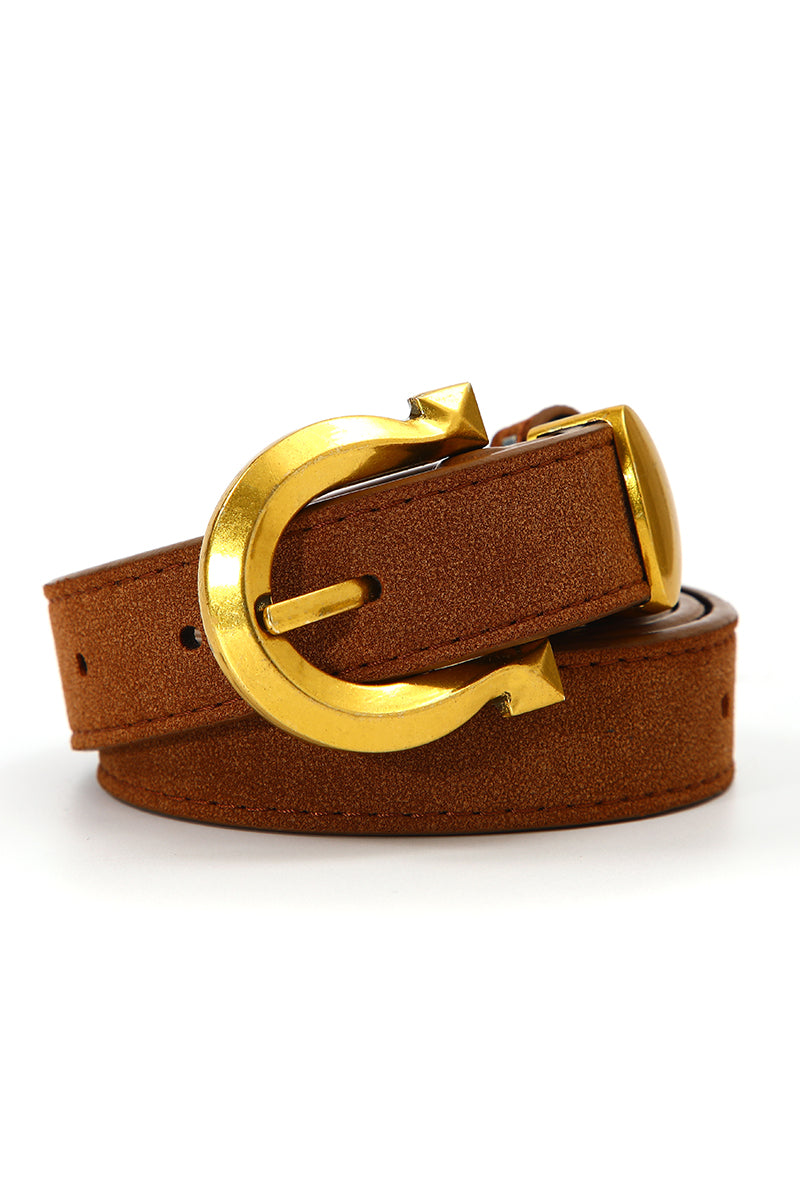 Golden Horseshoe Suede Belt - Subtle Western - NeoKira Unlimited