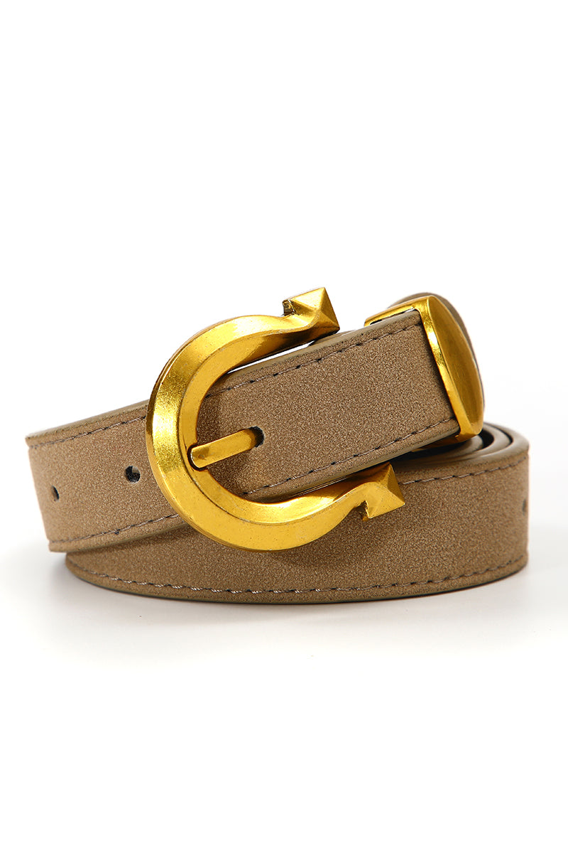 Golden Horseshoe Suede Belt - Subtle Western - NeoKira Unlimited