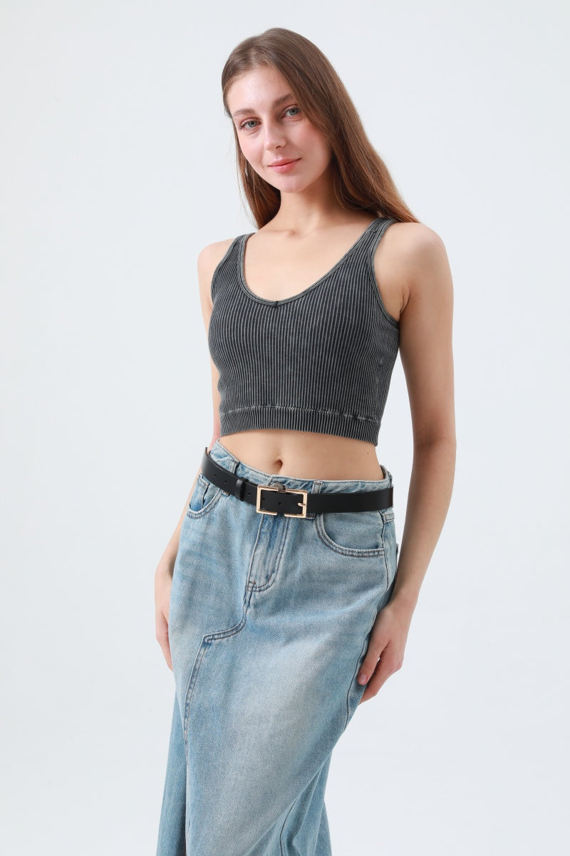 Sleek Geometric Square Buckle Leather Belt - NeoKira Unlimited