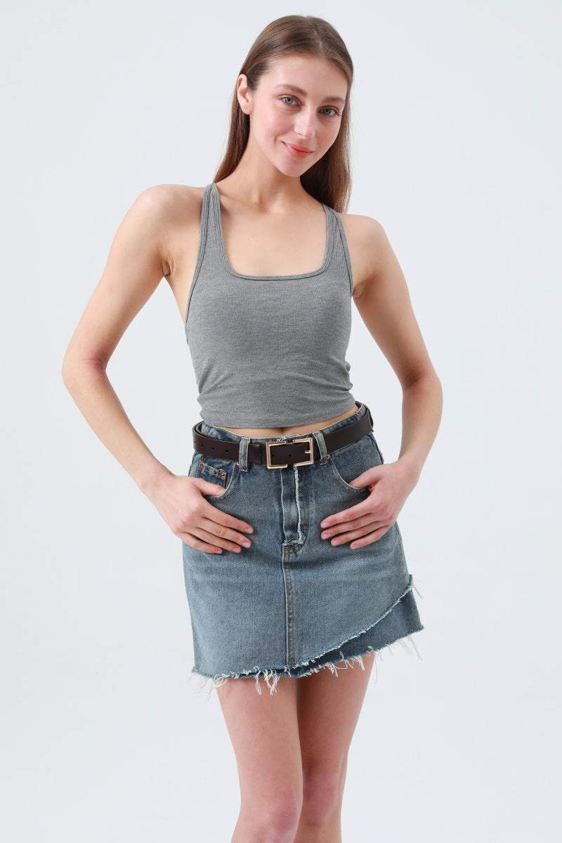 Sleek Geometric Square Buckle Leather Belt - NeoKira Unlimited