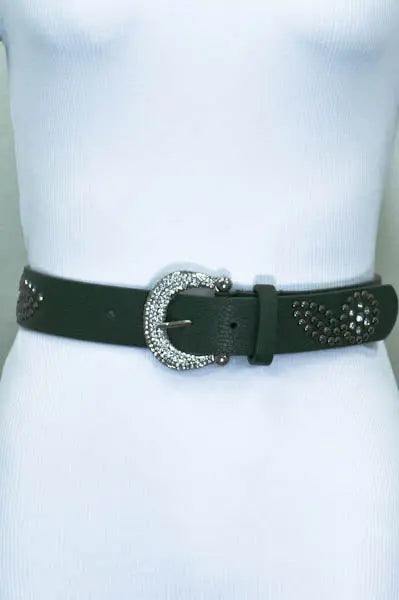 Adjustable Leather Fit Studded Leaf Decal Belt 🍂 - NeoKira Unlimited