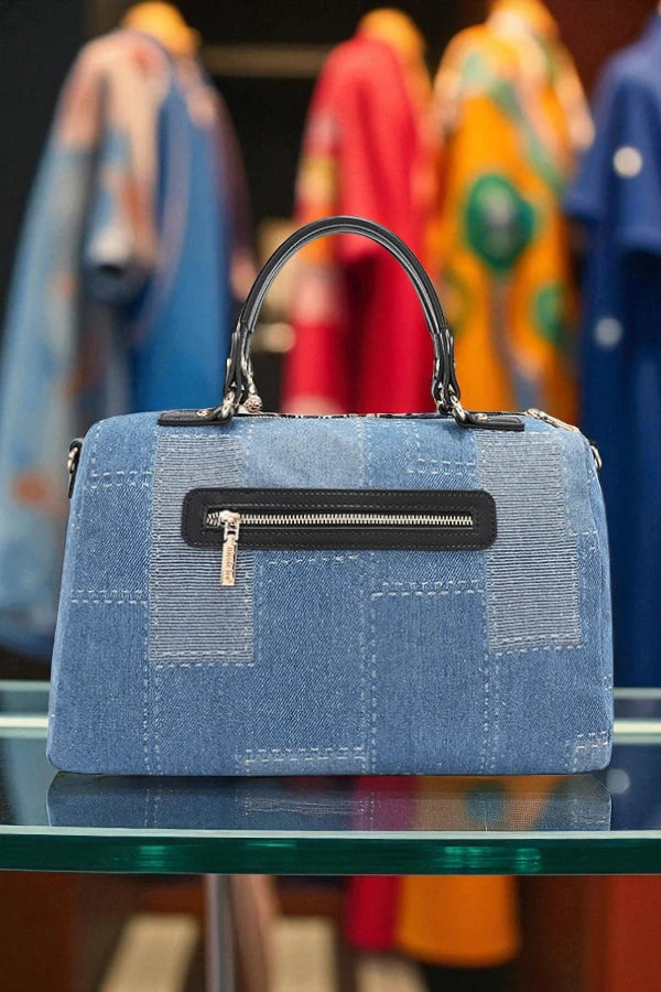 Nicole Lee USA Boho Chic Bosque De Amor Denim Boston Bag - NeoKira Unlimited