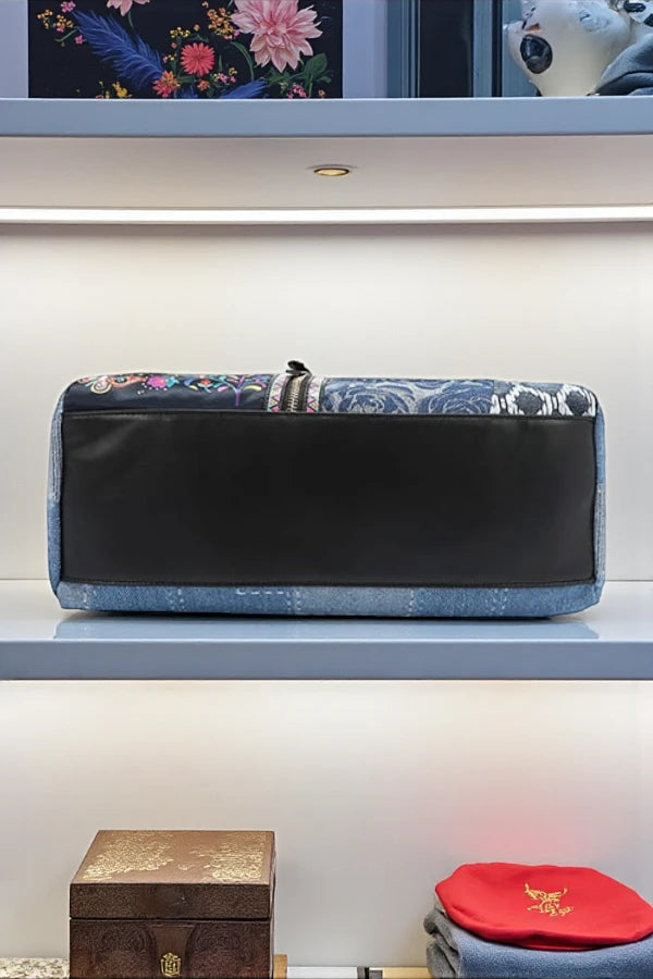 Nicole Lee USA Boho Chic Bosque De Amor Denim Boston Bag - NeoKira Unlimited