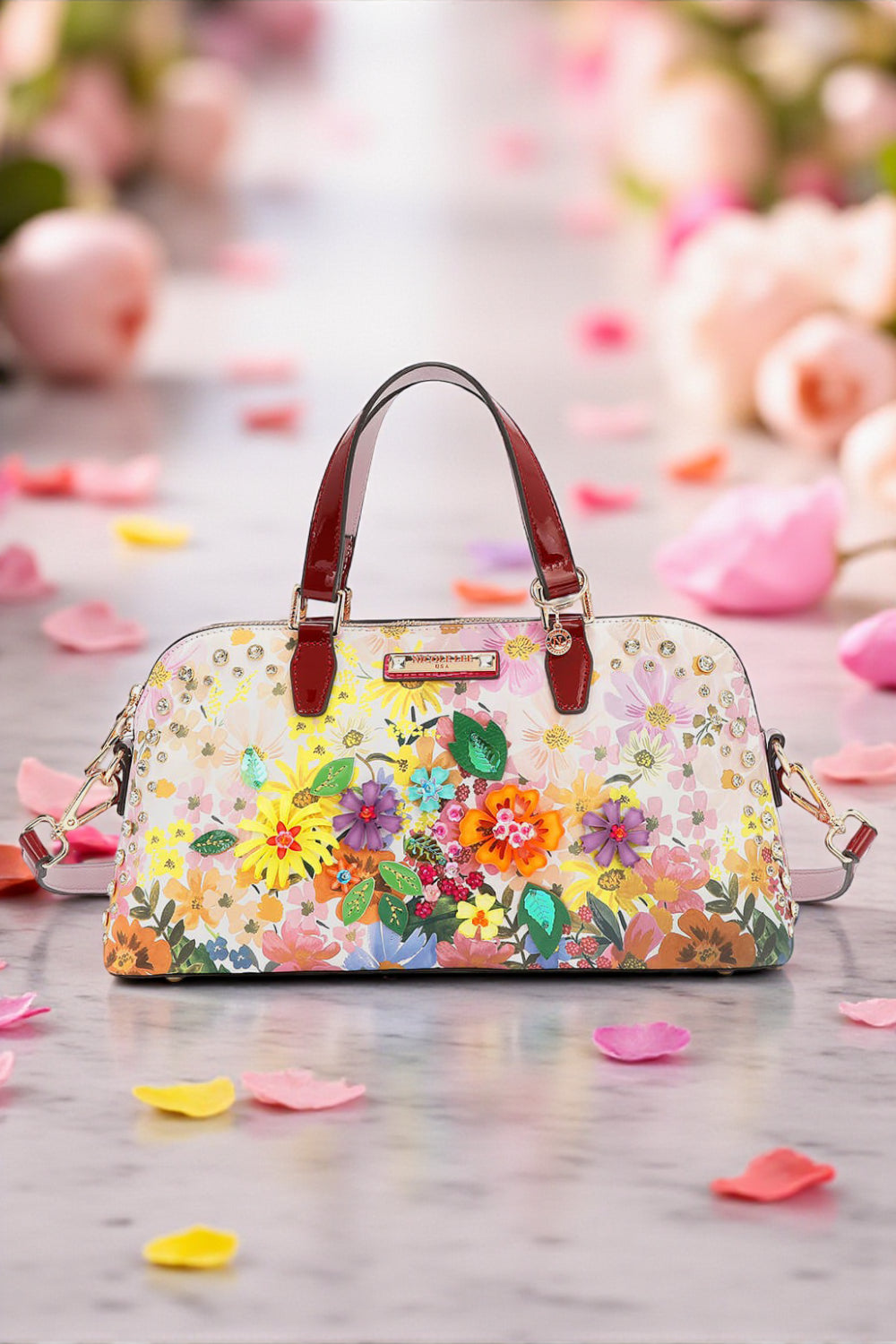 Nicole Lee USA Dreams Blossom Dome Handbag Floral Glam - NeoKira Unlimited