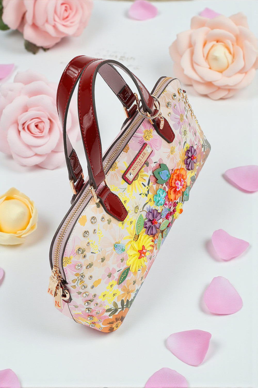Nicole Lee USA Dreams Blossom Dome Handbag Floral Glam - NeoKira Unlimited