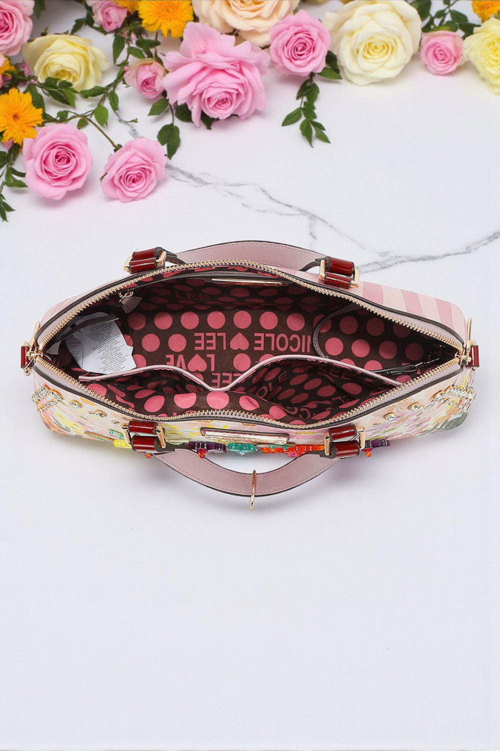Nicole Lee USA Dreams Blossom Dome Handbag Floral Glam - NeoKira Unlimited