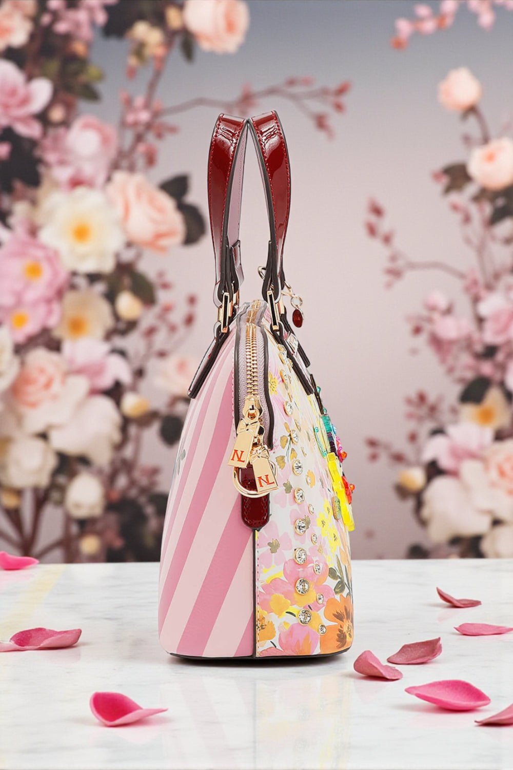 Nicole Lee USA Dreams Blossom Dome Handbag Floral Glam - NeoKira Unlimited