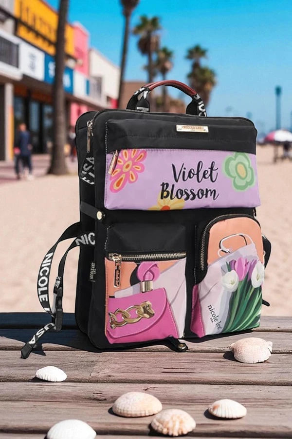 Nicole Lee USA Vintage Tropical Aesthetic Multi-Pocket Travel Backpack - NeoKira Unlimited