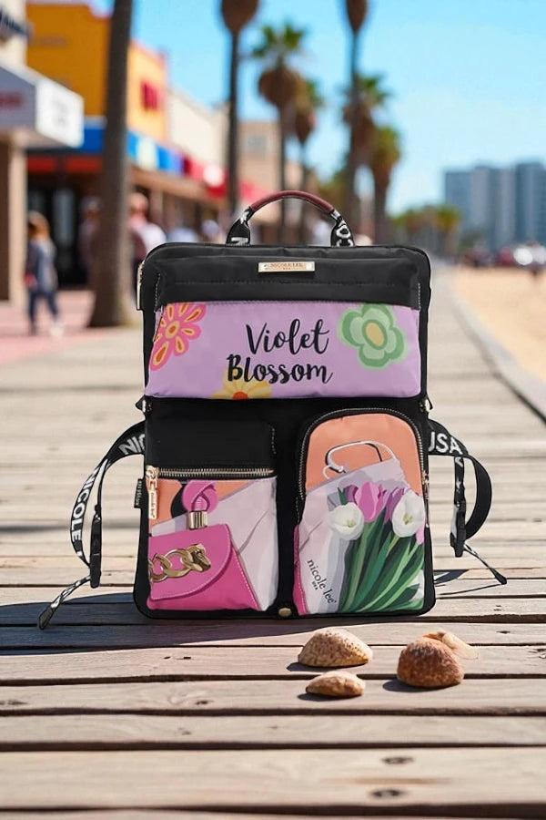 Nicole Lee USA Vintage Tropical Aesthetic Multi-Pocket Travel Backpack - NeoKira Unlimited