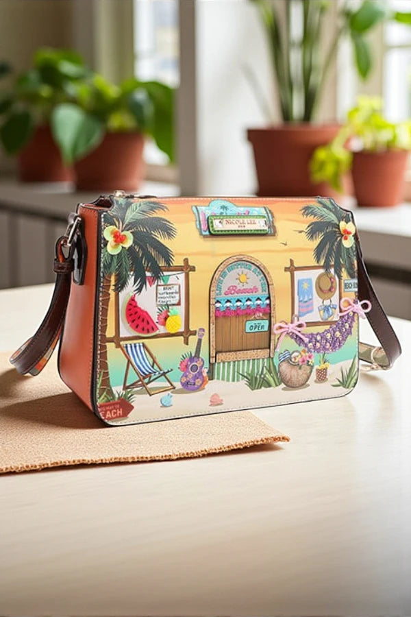 Nicole Lee USA Sun and Sand Crossbody Bag Coastal Boho Chic Resort Style - NeoKira Unlimited