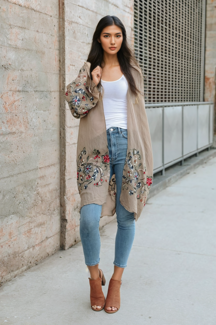 Long Floral Kimono Cardigan – Elegant and Versatile - NeoKira Unlimited