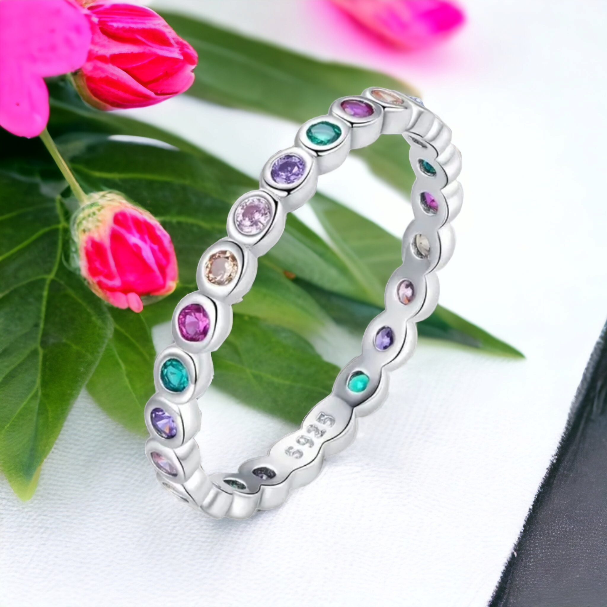 ROUND RAINBOW S925 Zircon Ring Rings NeoKira Unlimited   