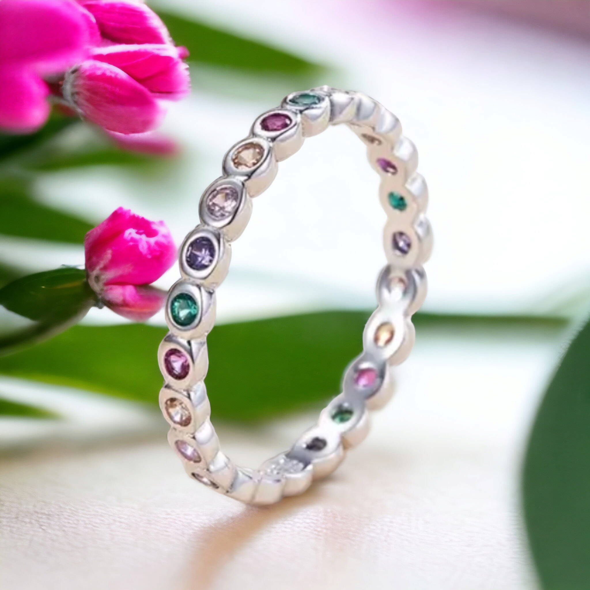 ROUND RAINBOW S925 Zircon Ring Rings NeoKira Unlimited   