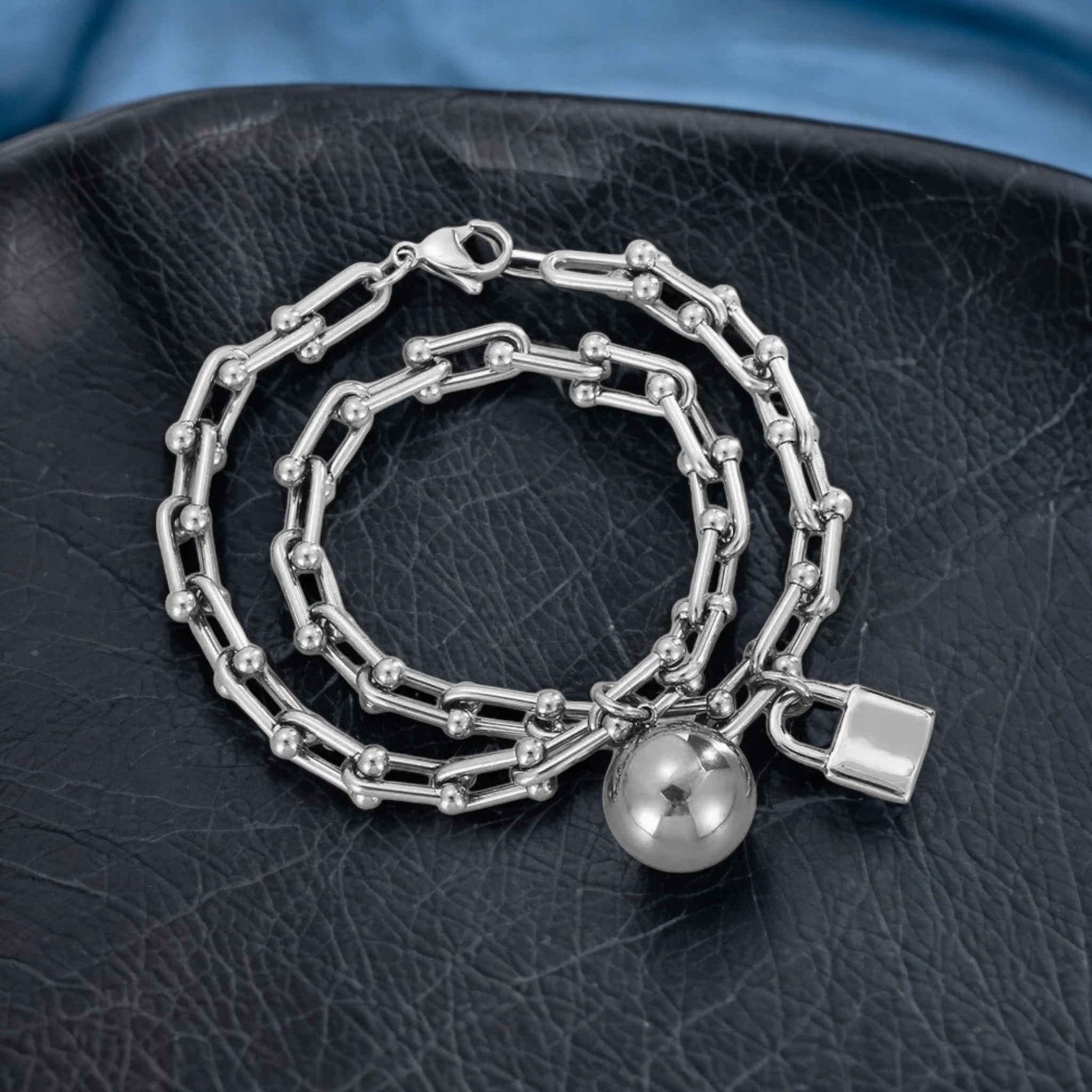 Horseshoe Chain Ball and Lock Pendant Bracelet Bracelets NeoKira Unlimited   