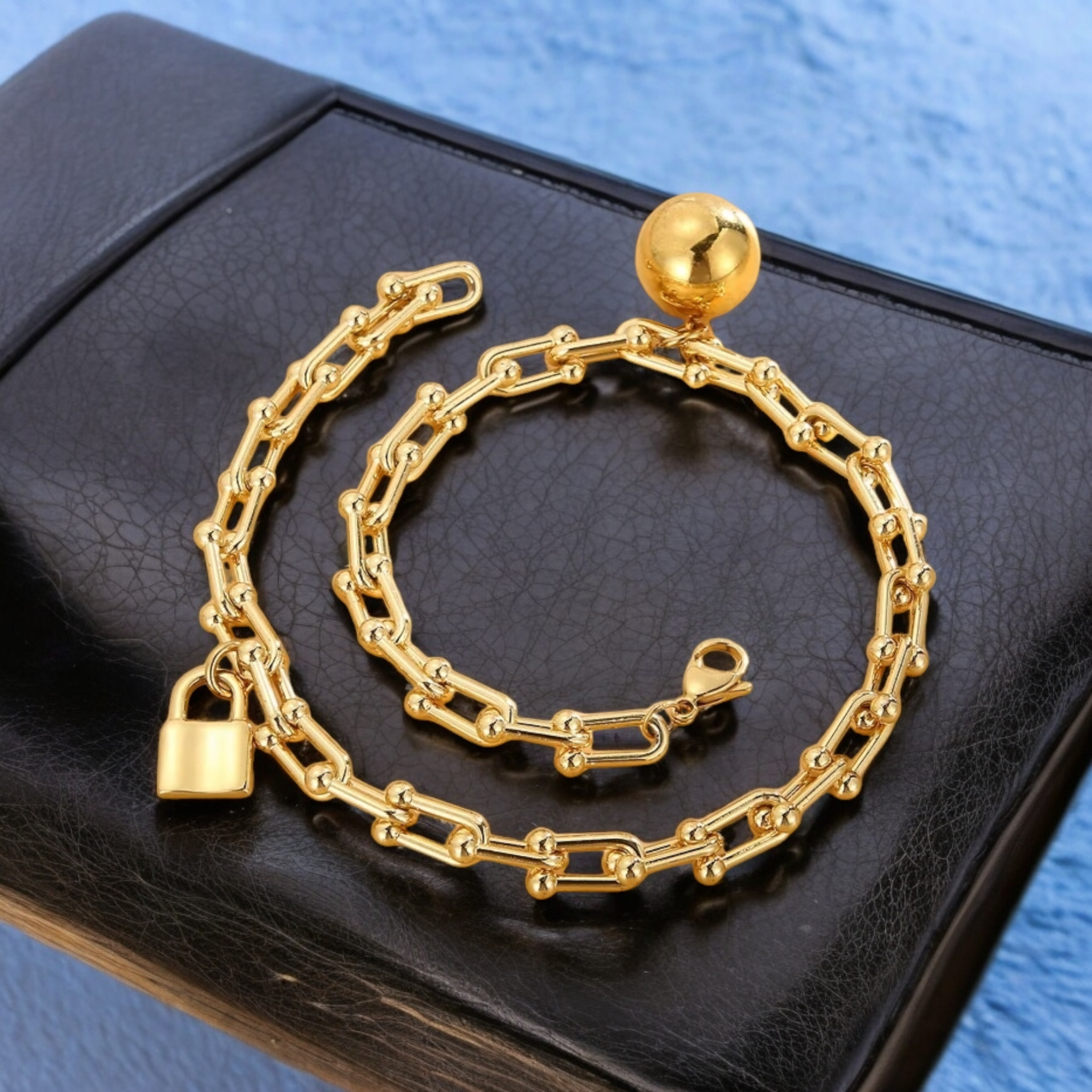 Horseshoe Chain Ball and Lock Pendant Bracelet Bracelets NeoKira Unlimited   