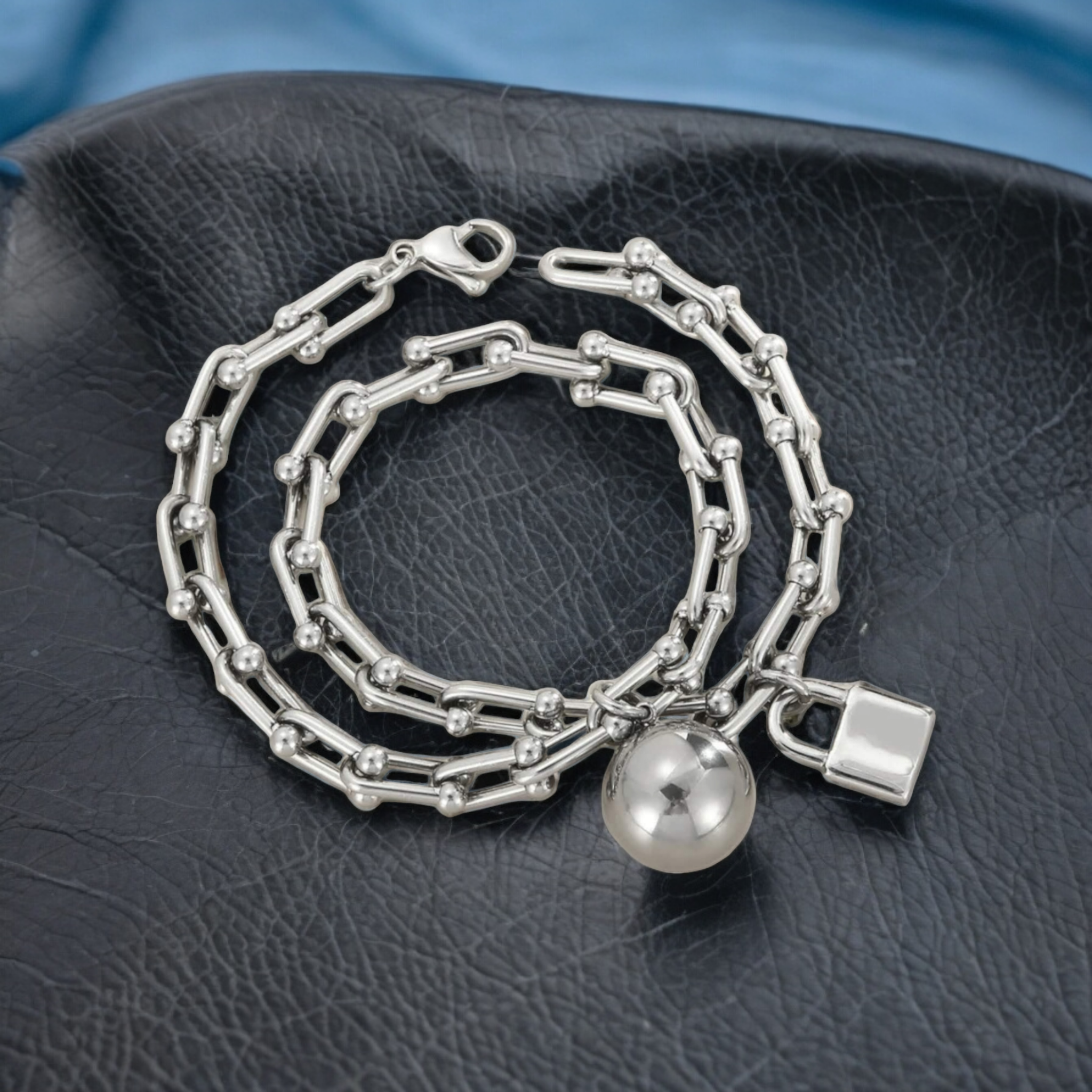 Horseshoe Chain Ball and Lock Pendant Bracelet Bracelets NeoKira Unlimited   