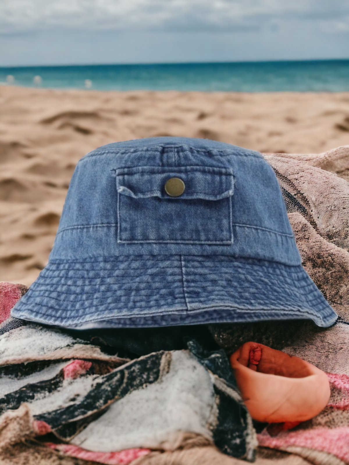 Streetwear Washed Denim Bucket Hat | Snap Pocket Accent Casual Style - NeoKira Unlimited