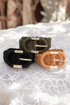 Braided Suede Accent Oval Buckle Belt Belts Leto Collection   