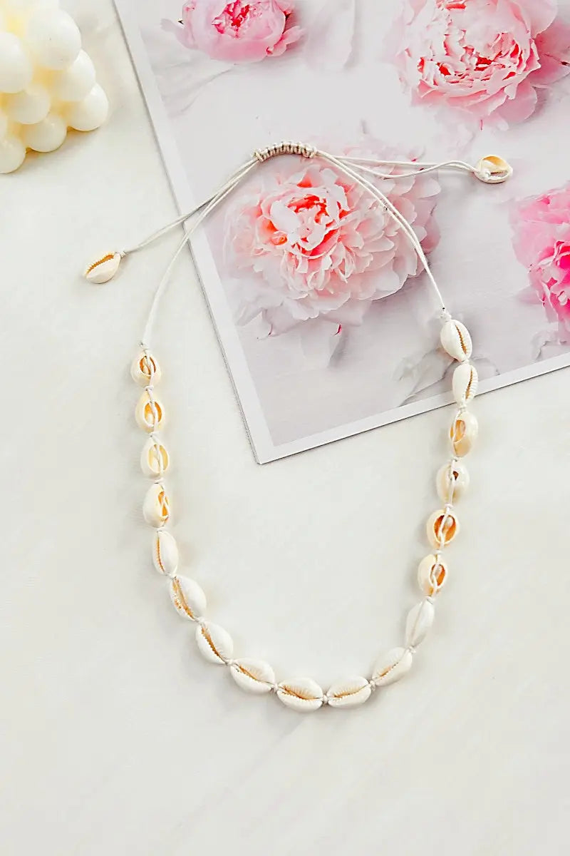 Adjustable Seashell Necklace One Size Coastal Jewelry 🐚🌊 - NeoKira Unlimited