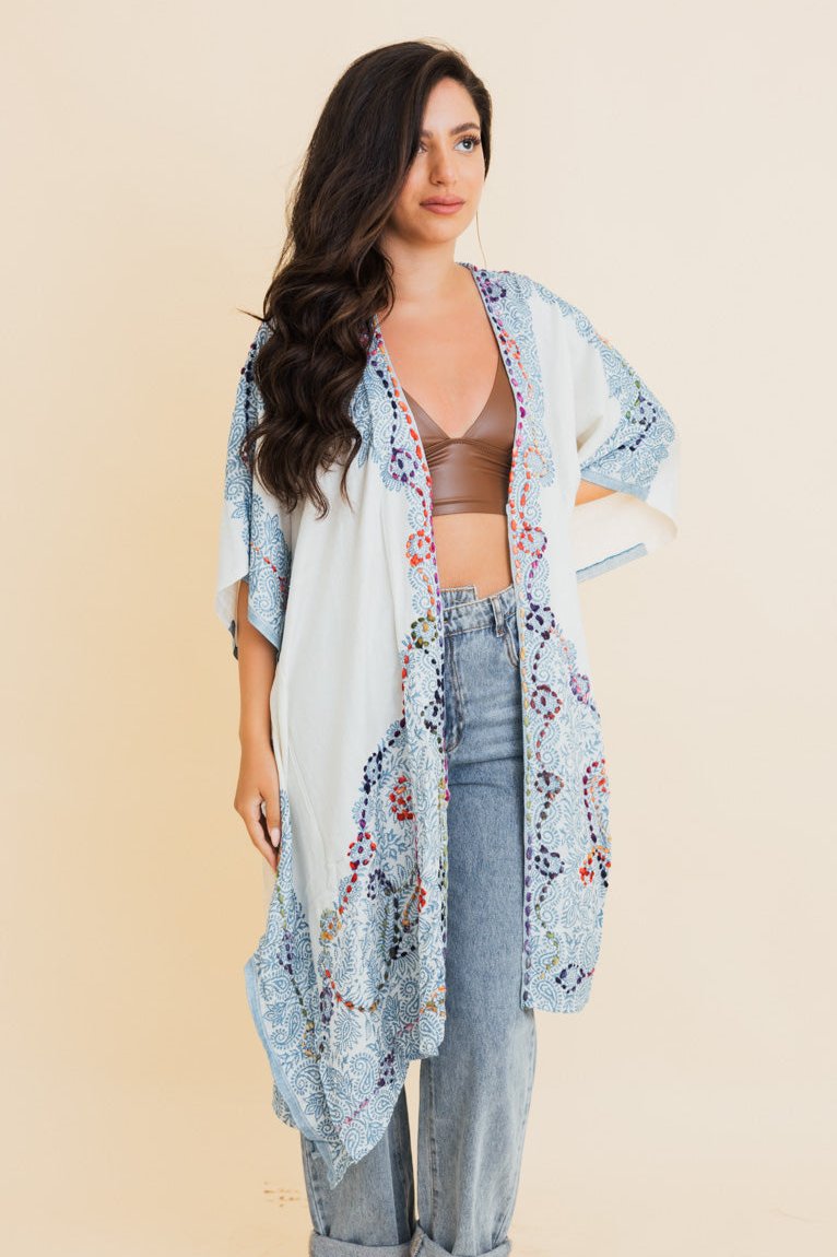 Bohemian Artisan Stitch Tapestry Kimono - NeoKira Unlimited