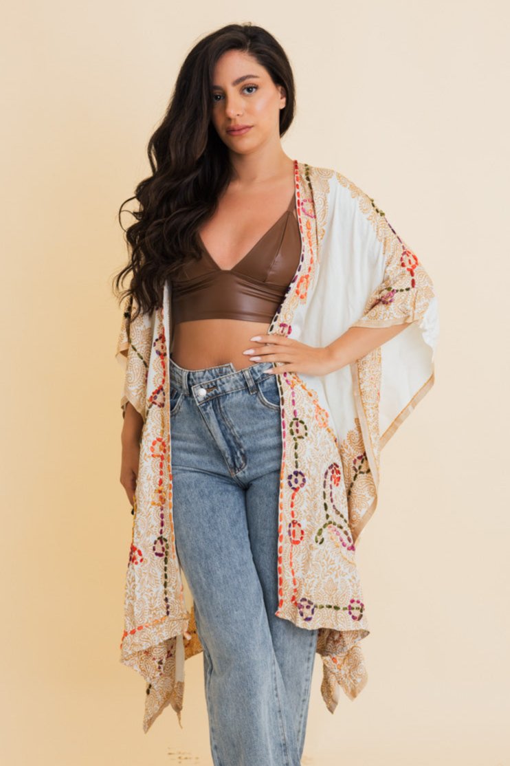 Bohemian Artisan Stitch Tapestry Kimono - NeoKira Unlimited