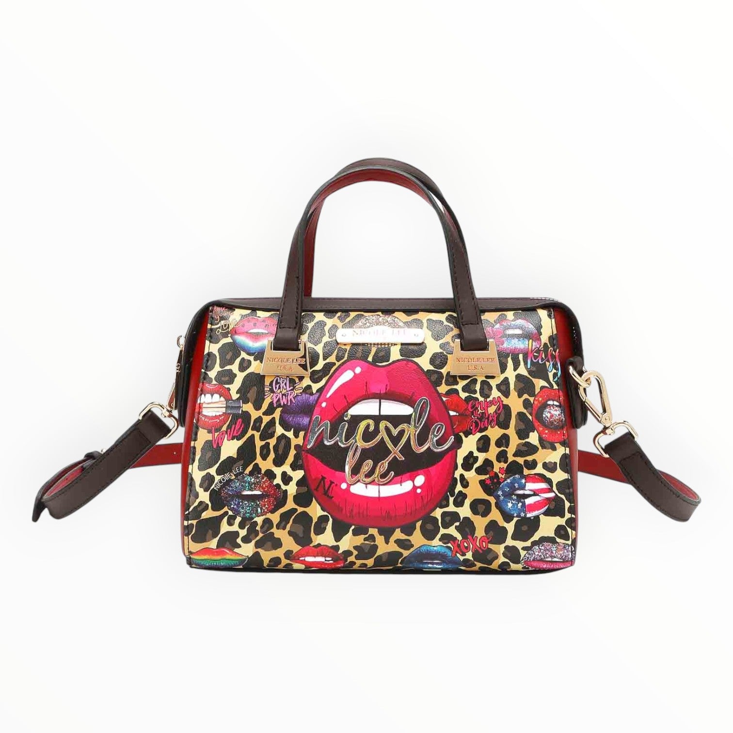 Nicole Lee USA 3-Piece Wild Lips Print Handbag Set - NeoKira Unlimited