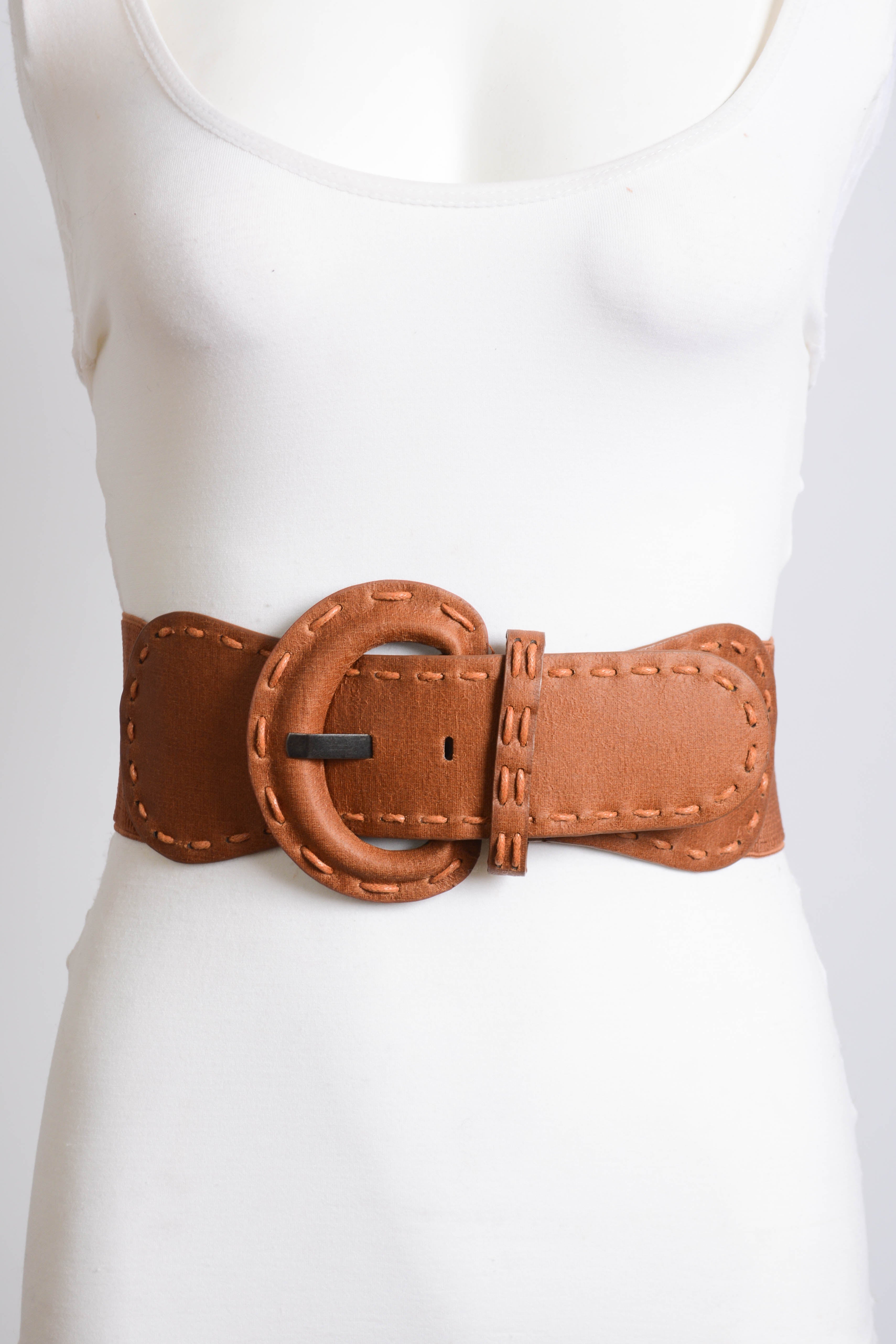 Distressed Leather Belt – Wide Buckle & Edgy Finish - NeoKira Unlimited