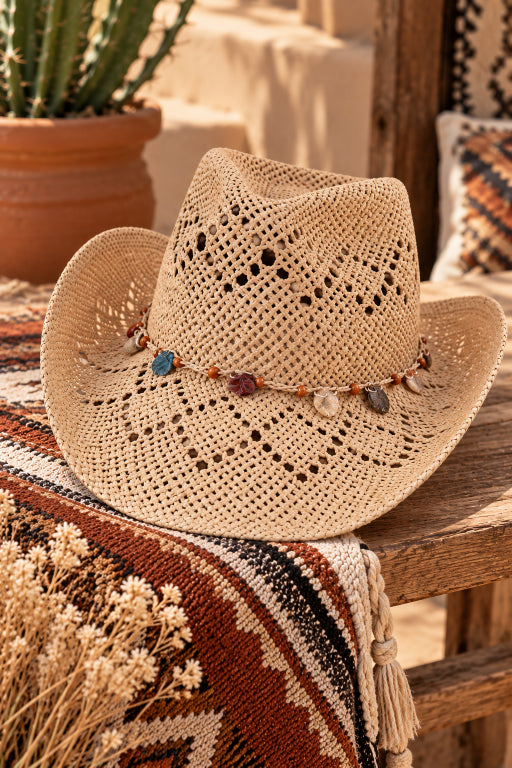 Woven Wide Brim Cowboy Hat – Textured Western Style - NeoKira Unlimited