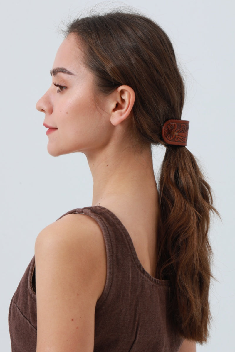 Western Tooled Leather Hair Stick – Cowgirl Styling Accent - NeoKira Unlimited