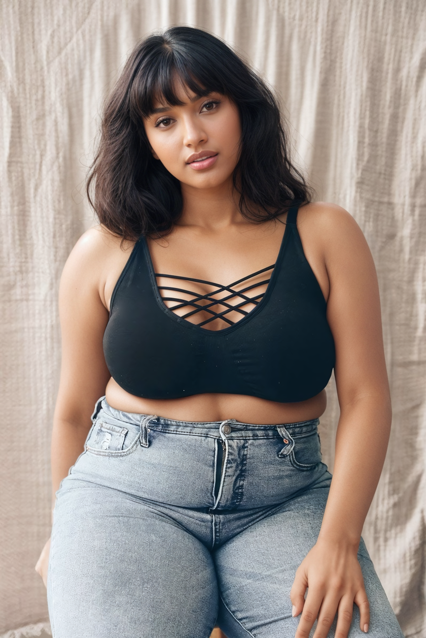 Interwoven Strappy Front Bralette Bralette/Bralette Plus Leto Collection 1X2X Black 