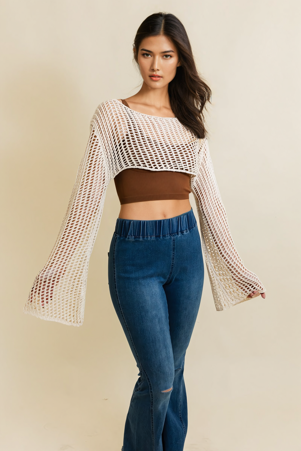 Loom Knitted Cropped Sweater Top Leto Collection   