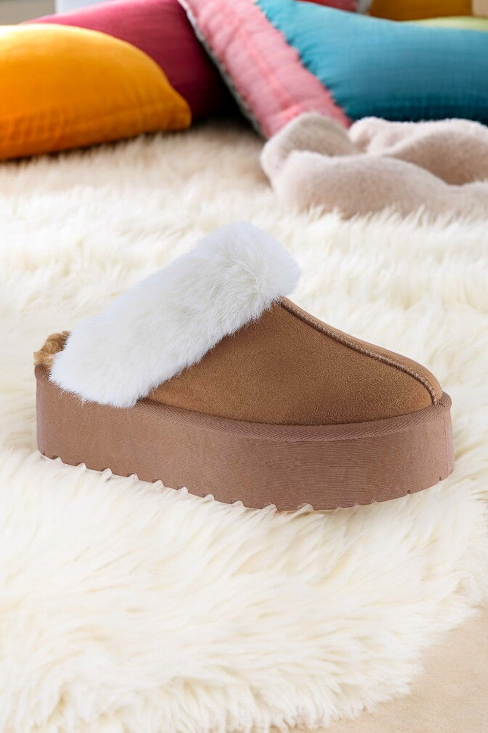 Weeboo Thick Bottom Fur Trim Snow Slippers - NeoKira Unlimited