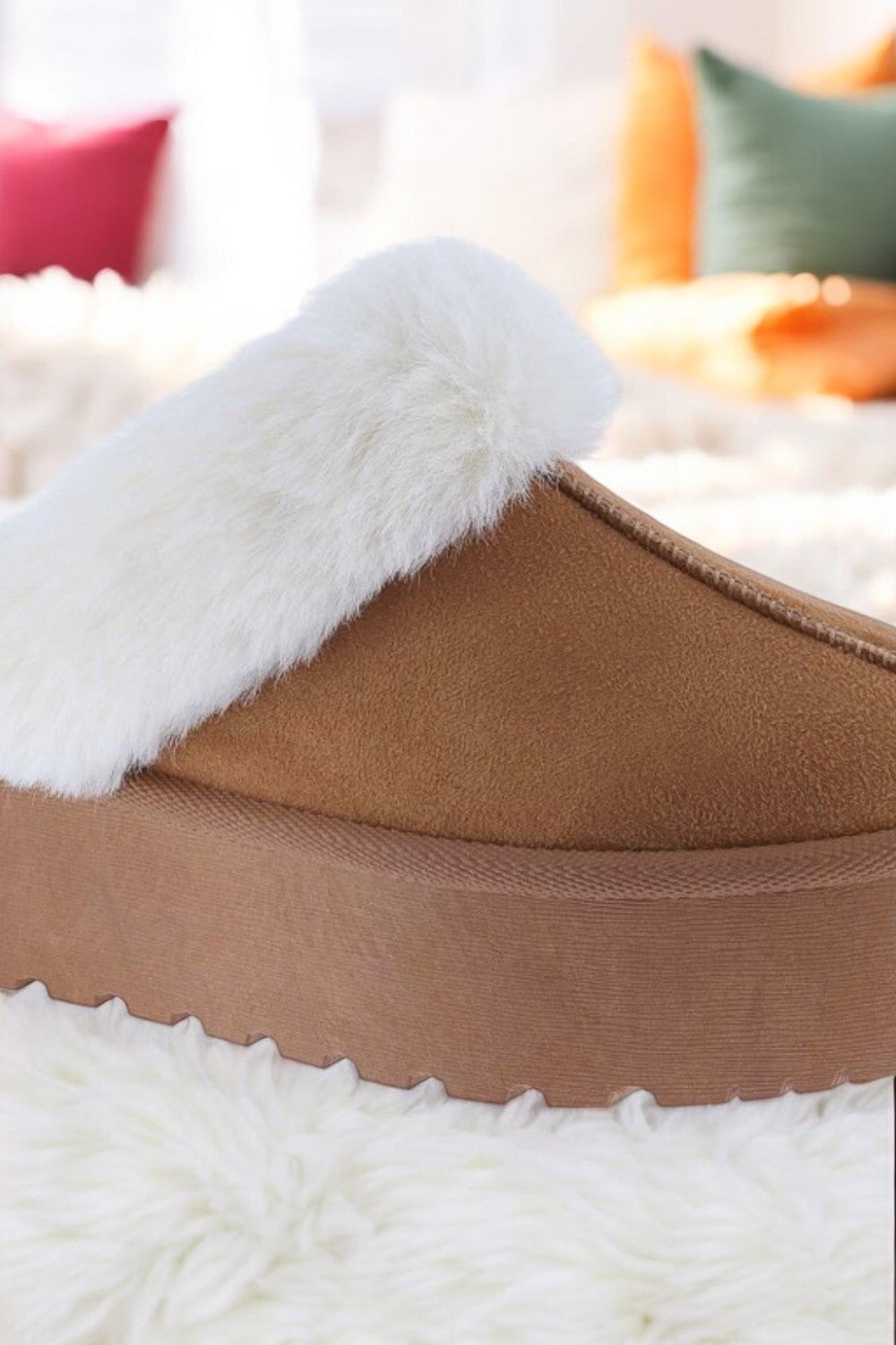 Weeboo Thick Bottom Fur Trim Snow Slippers - NeoKira Unlimited