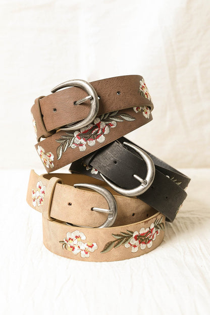 Hibiscus Embroidered Belt - NeoKira Unlimited