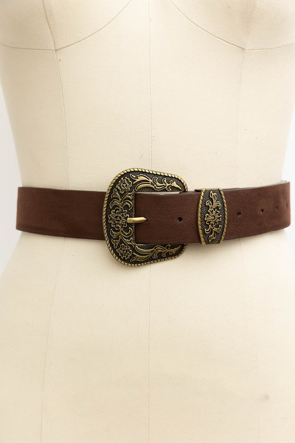 Suede Antique Western Buckle Belt - NeoKira Unlimited