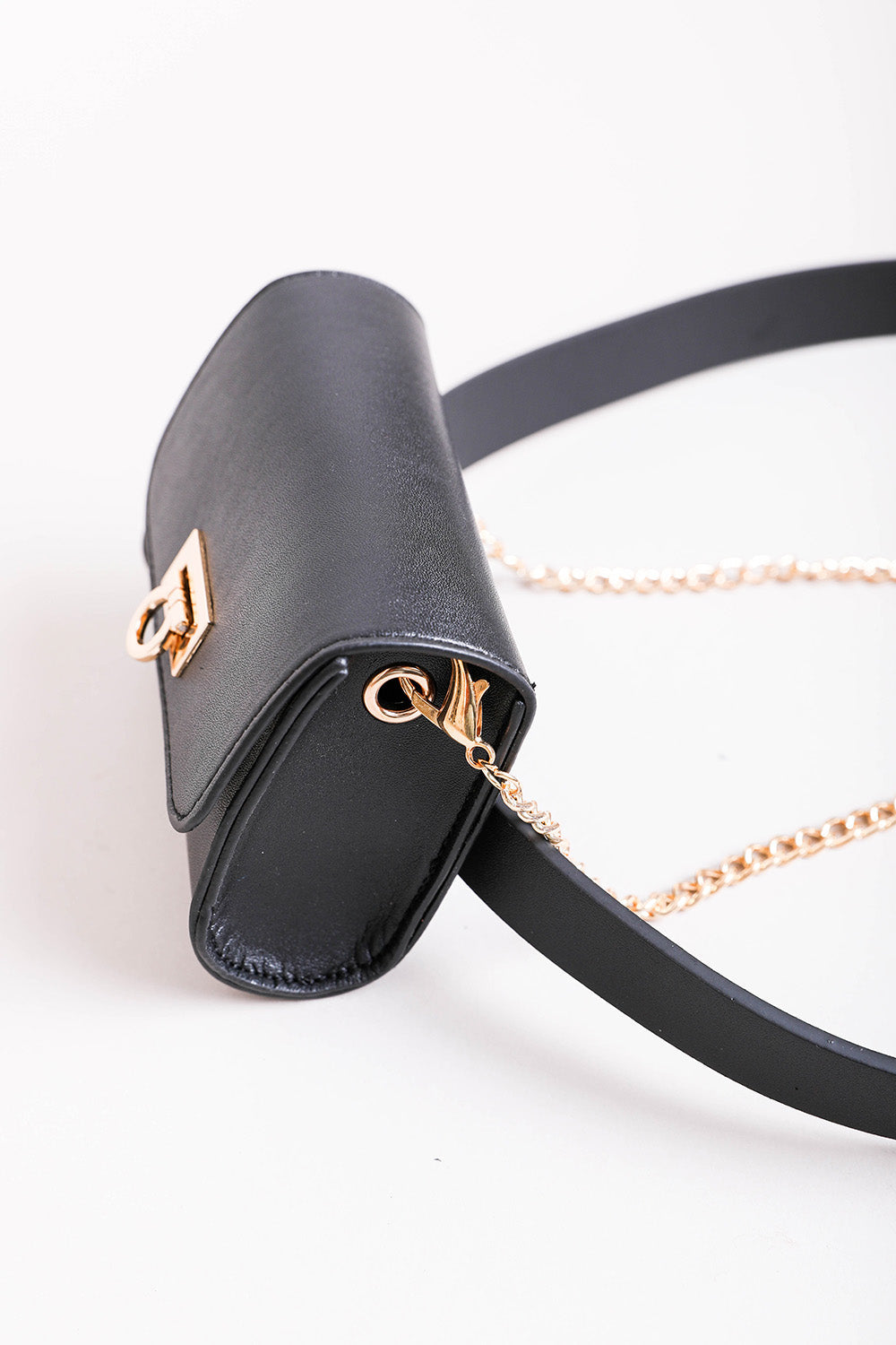 Mini Faux Leather Belt Bag – Chic with Gold Link Chain - NeoKira Unlimited