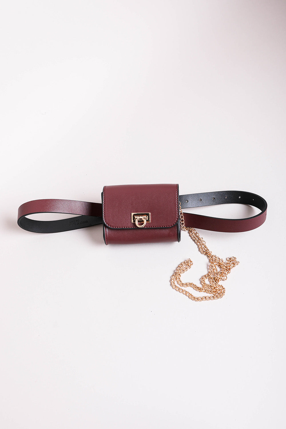 Mini Faux Leather Belt Bag – Chic with Gold Link Chain - NeoKira Unlimited