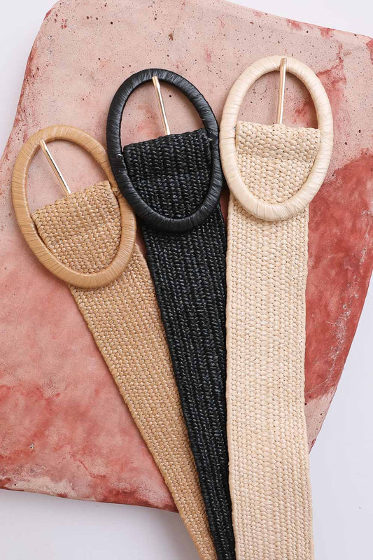 Raffia Oval Buckle Belt - NeoKira Unlimited