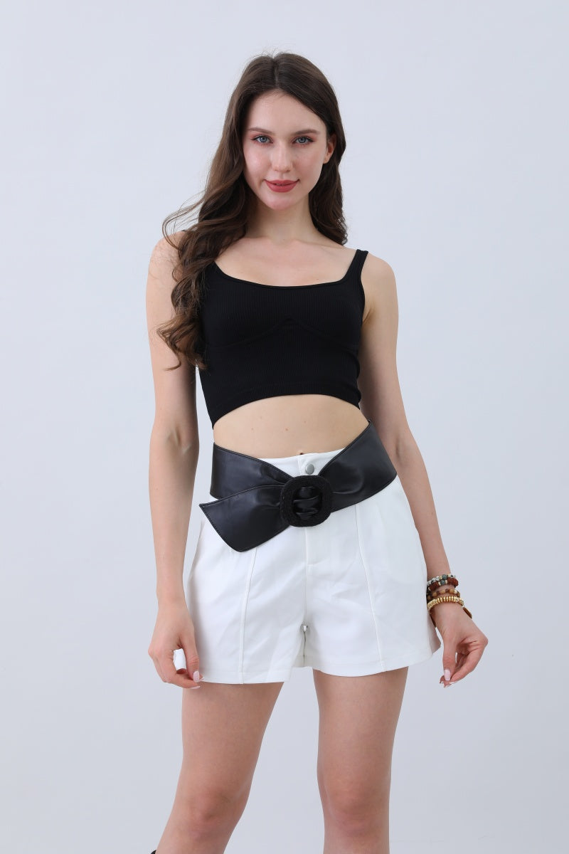 Sleek Faux Leather Belt – Minimalist Trackline Design - NeoKira Unlimited