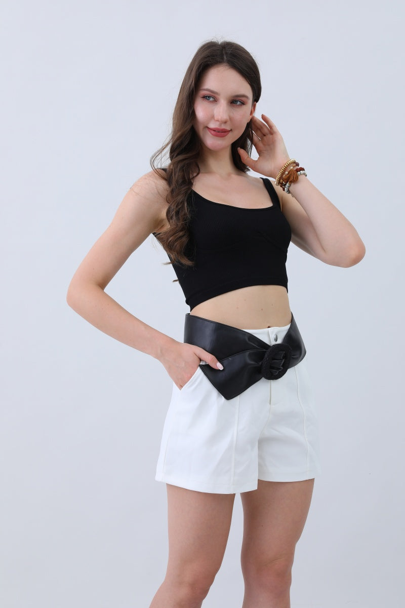 Sleek Faux Leather Belt – Minimalist Trackline Design - NeoKira Unlimited