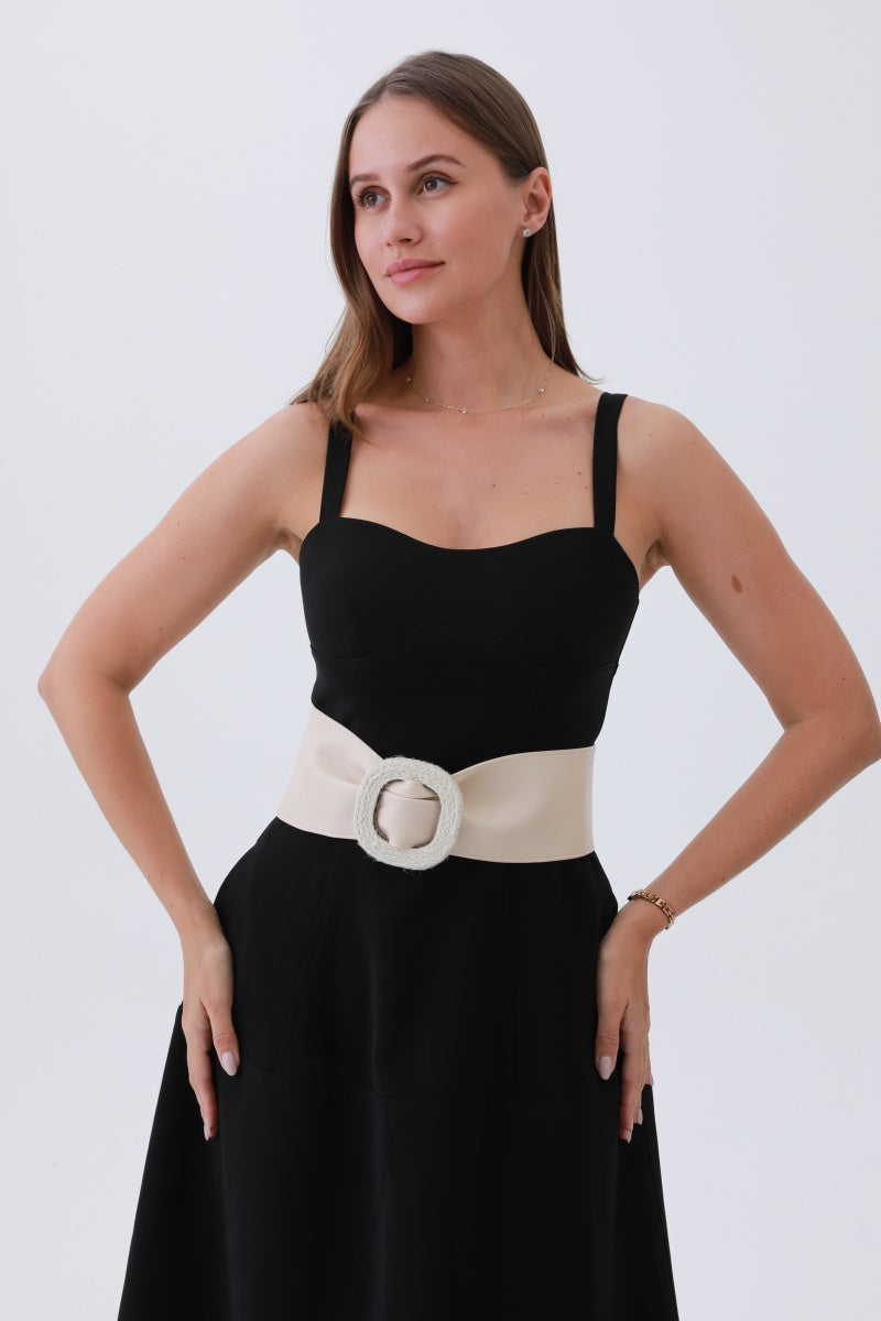 Sleek Faux Leather Belt – Minimalist Trackline Design - NeoKira Unlimited