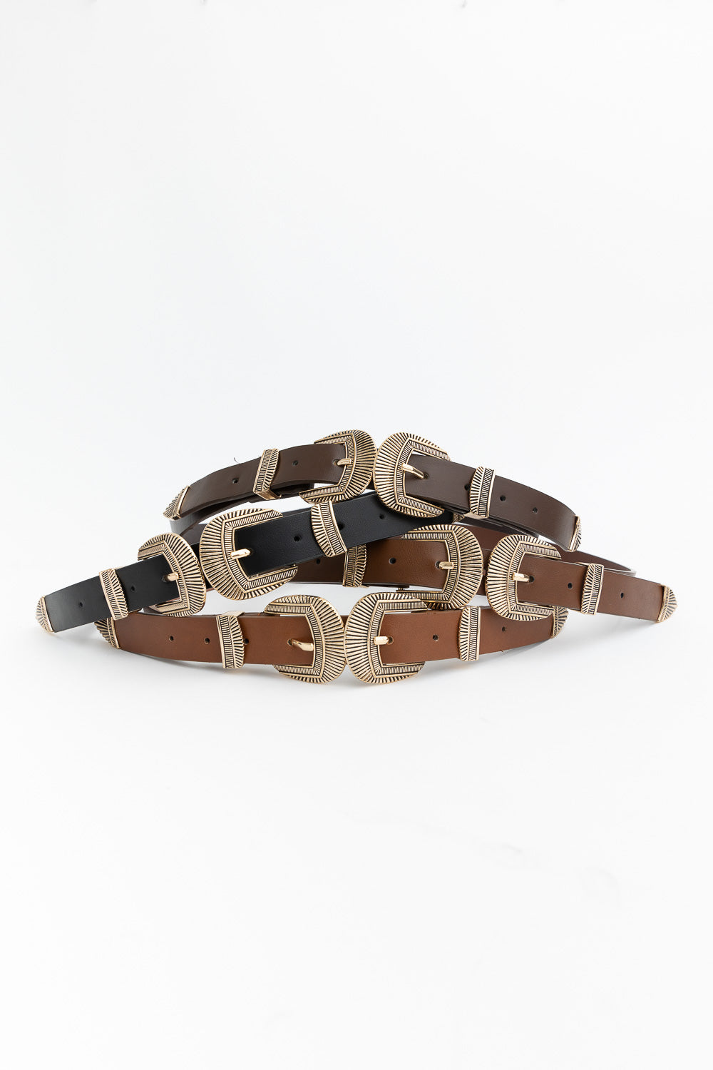 Double Buckle Western Belt – Edgy Faux Leather Statement - NeoKira Unlimited