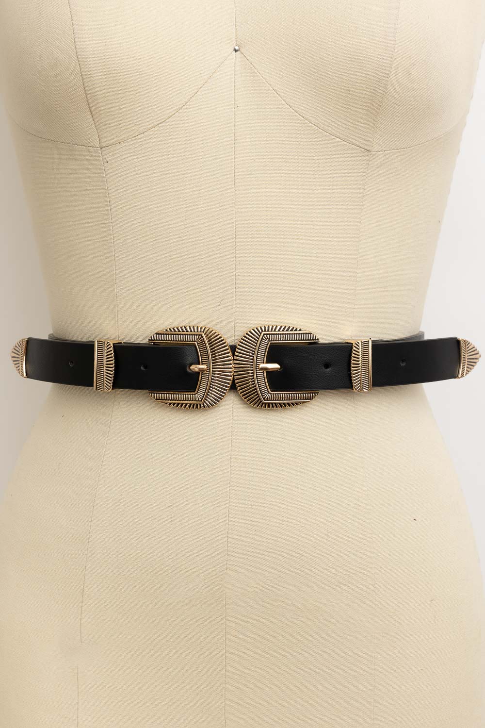 Double Buckle Western Belt – Edgy Faux Leather Statement - NeoKira Unlimited