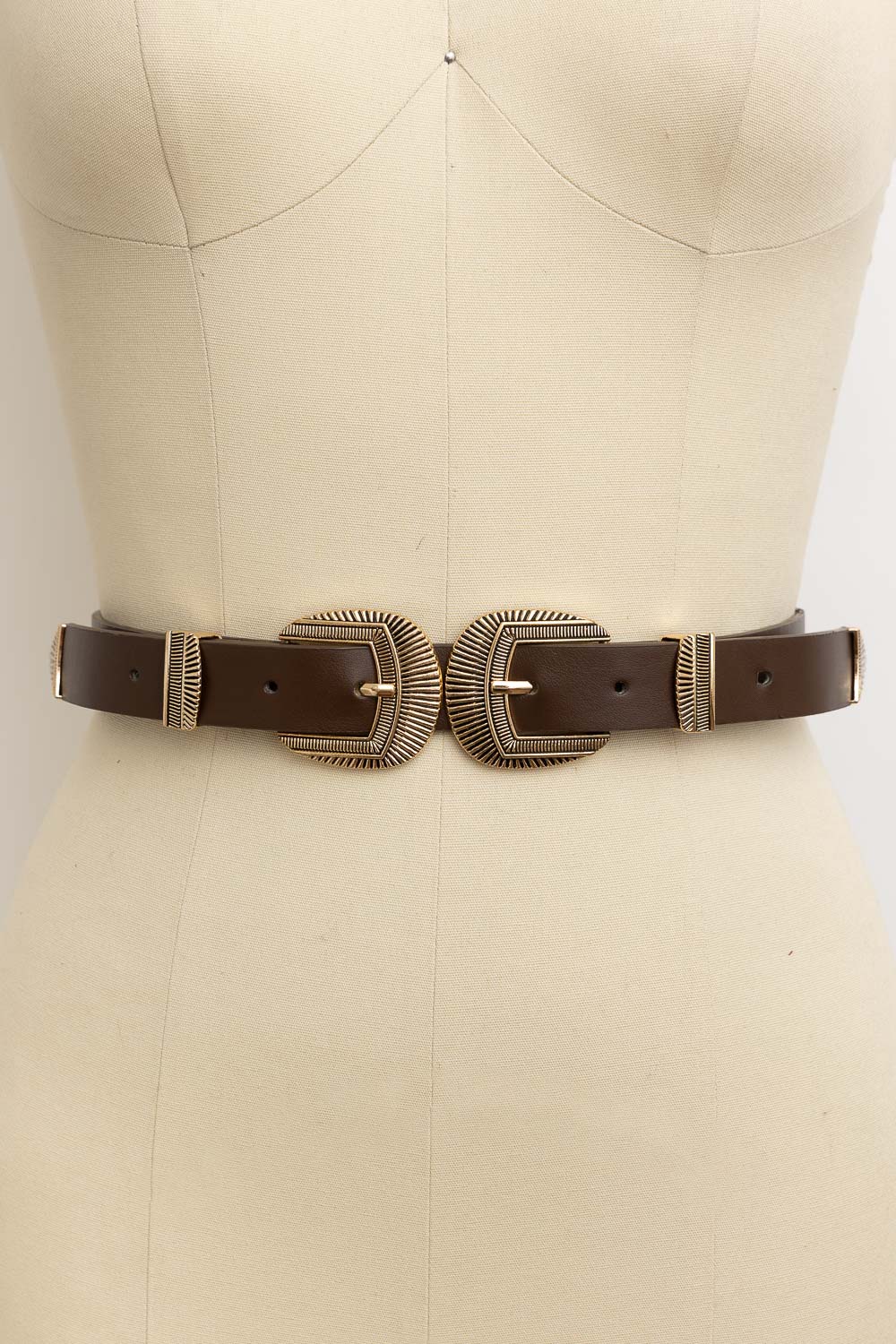 Double Buckle Western Belt – Edgy Faux Leather Statement - NeoKira Unlimited