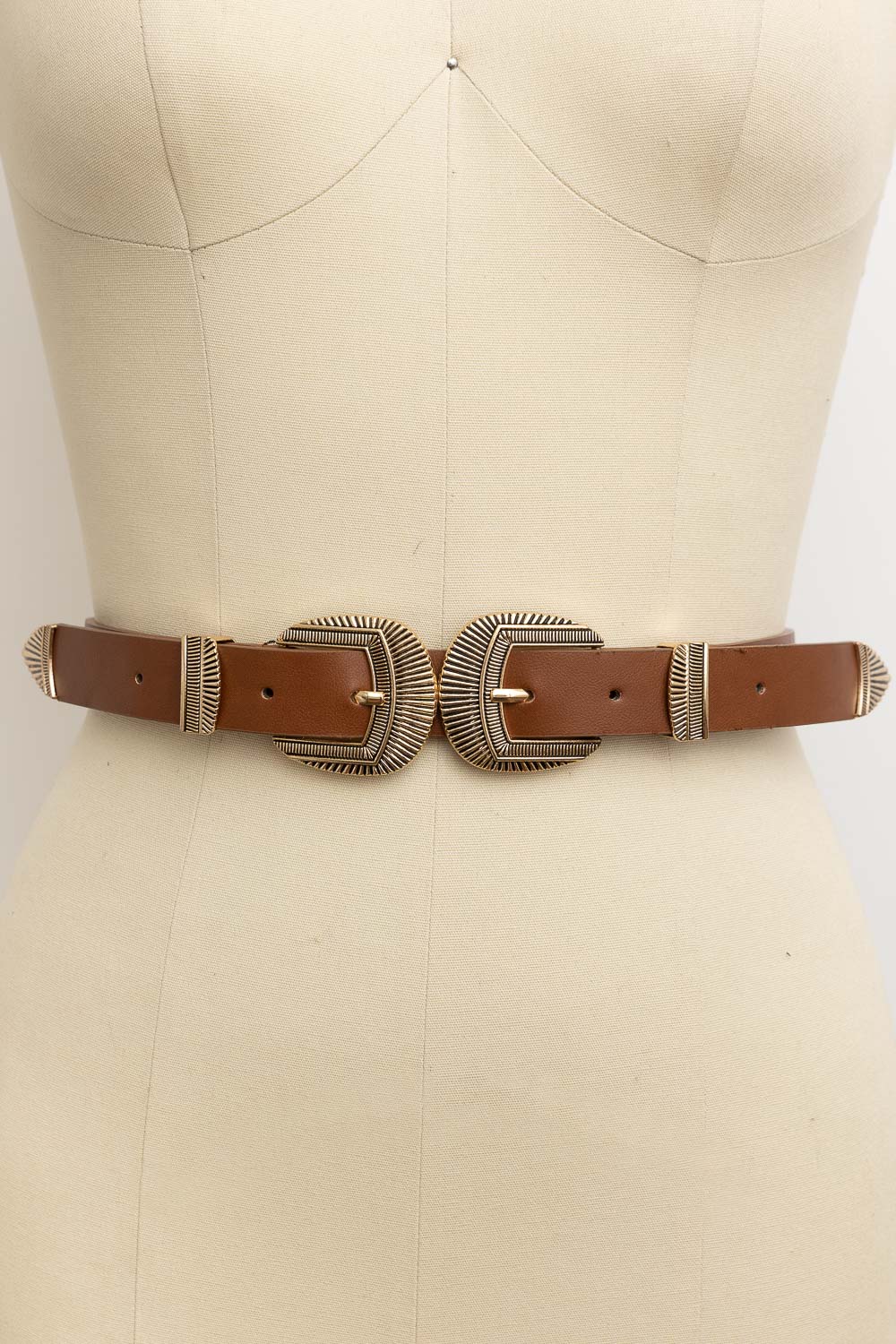 Double Buckle Western Belt – Edgy Faux Leather Statement - NeoKira Unlimited