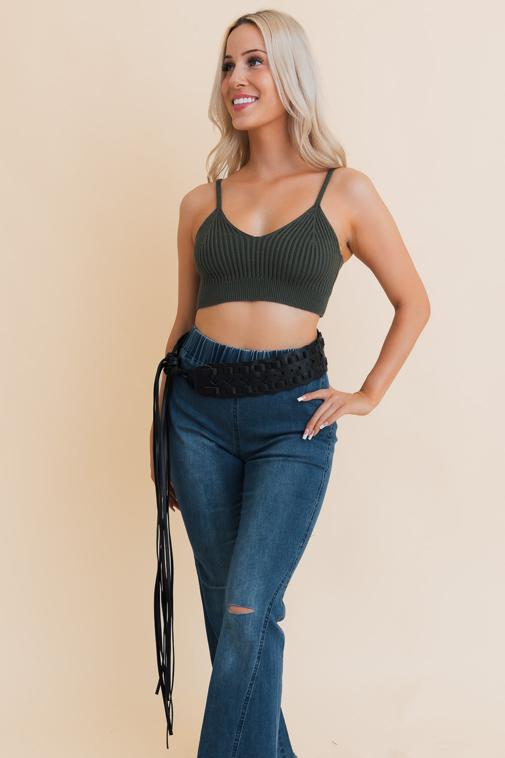 Wide Woven Leather Waist Tie Up Belt - NeoKira Unlimited