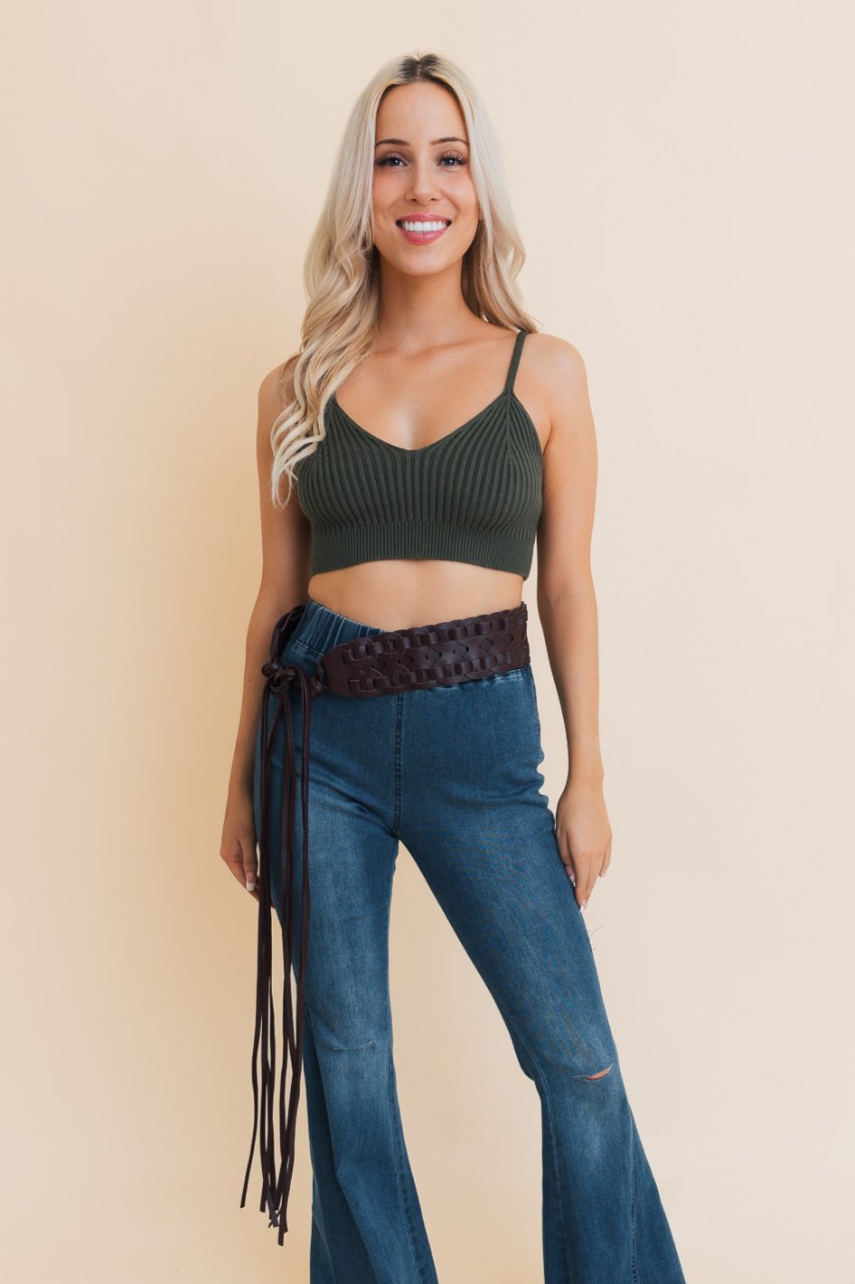 Wide Woven Leather Waist Tie Up Belt - NeoKira Unlimited