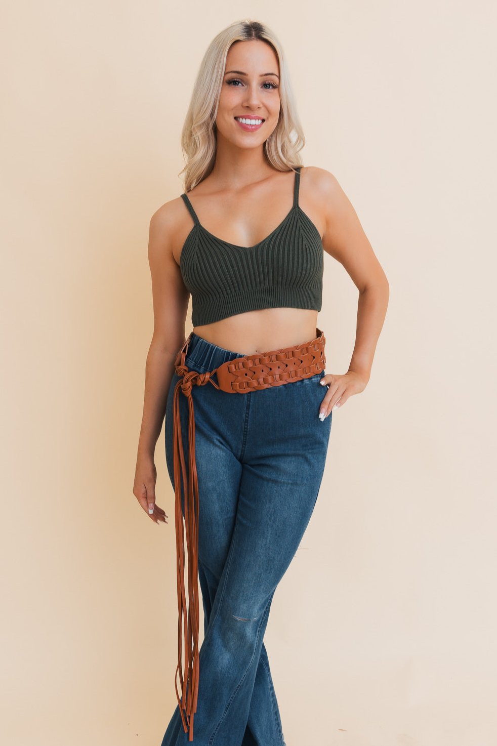 Wide Woven Leather Waist Tie Up Belt - NeoKira Unlimited