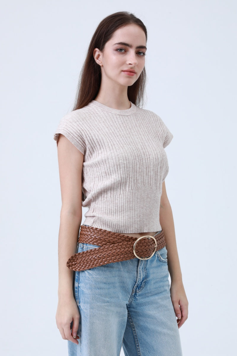 Wide Braided Belt – Gold Oval Buckle Statement Piece - NeoKira Unlimited